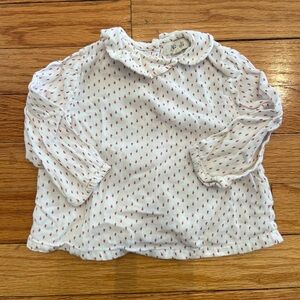 Nicoli- European Boutique Brand- Purple Droplet Pattern Cotton Blouse w/ Collar